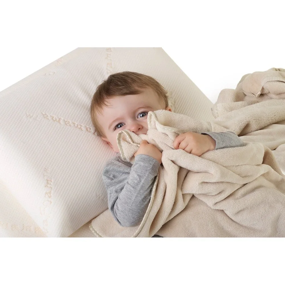 ClevaMama Pillow Blanket Toddler Kids Beige New Travel 2-in-1 Embroidered Bear